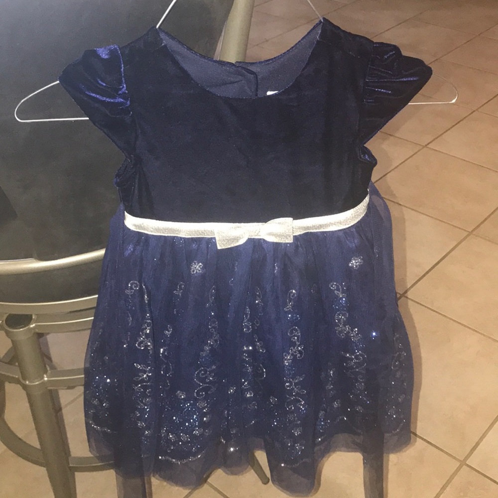 Beautiful velvet blue dress with sparkle